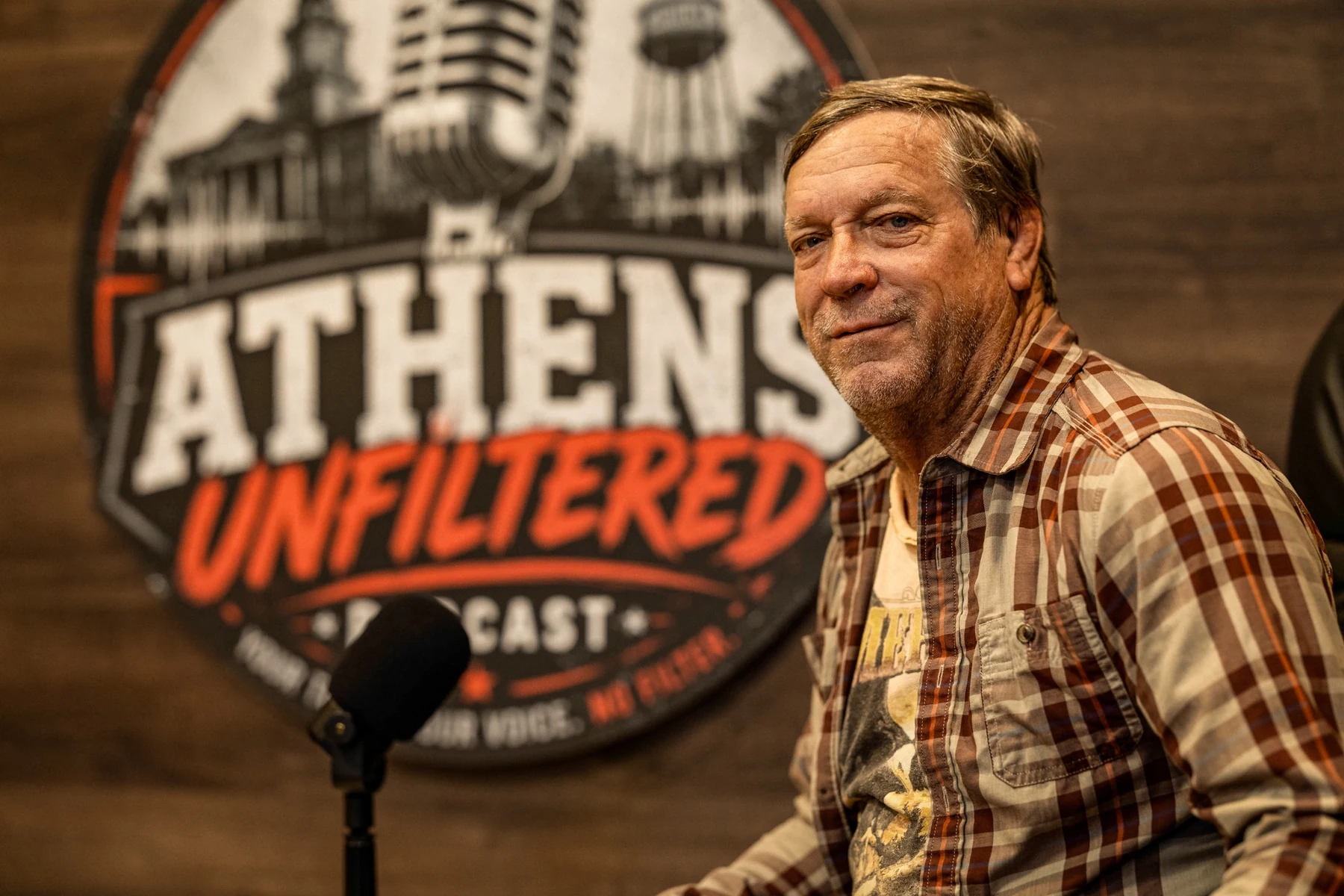 Athens Unfiltered host in the studio
